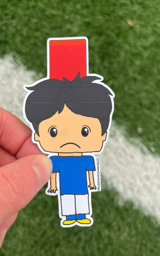 Italy Red Card Soccer Player Sticker - blue with white