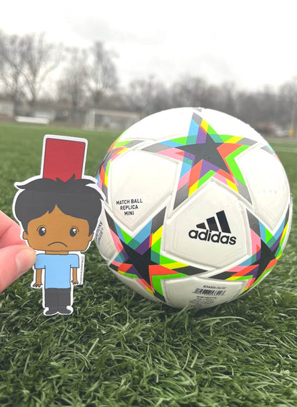 Uruguay Red Card Soccer Player Sticker, light blue and black
