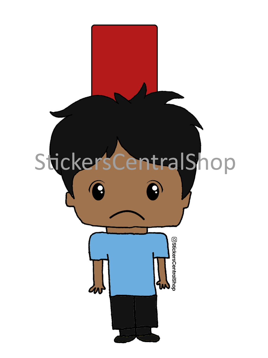 Uruguay Red Card Soccer Player Sticker, light blue and black