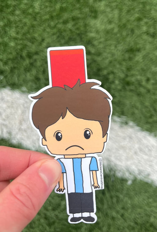 Argentina Red Card Soccer Player Sticker, light blue and white