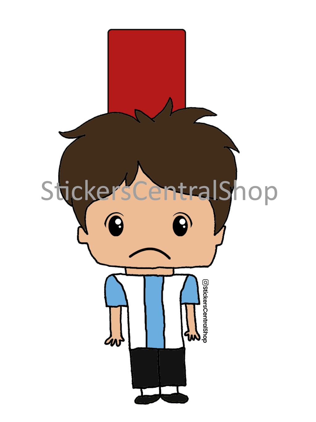 Argentina Red Card Soccer Player Sticker, light blue and white