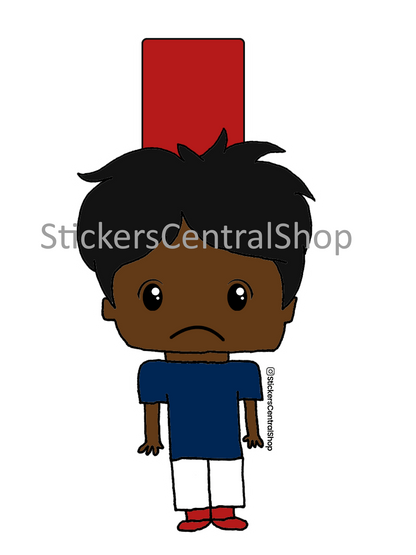 Red Card Soccer Player Sticker, blue and white