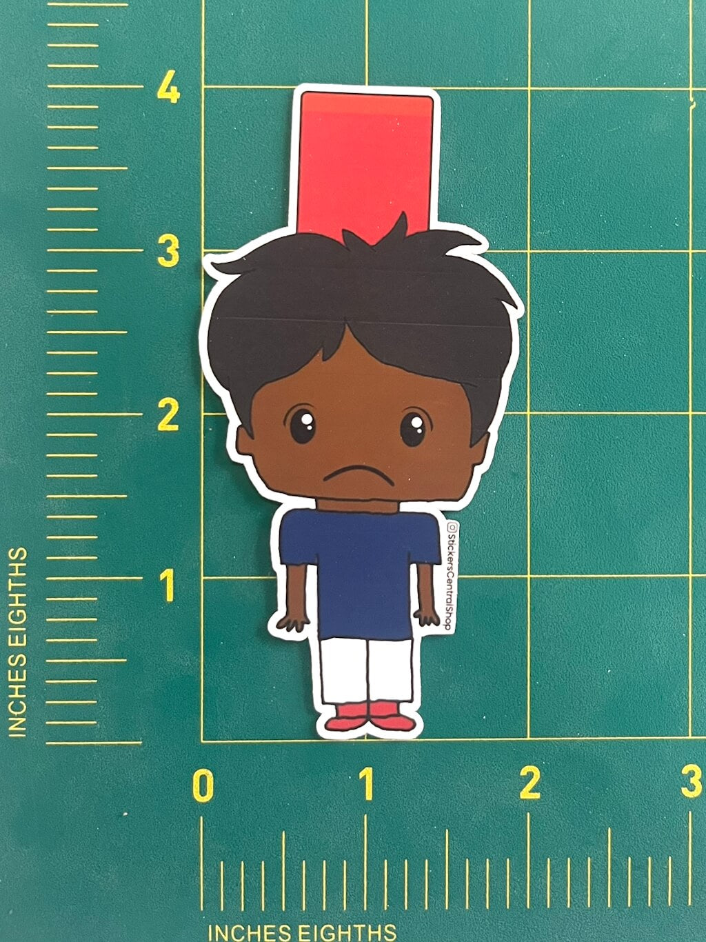 France Red Card Soccer Player Sticker, blue and white