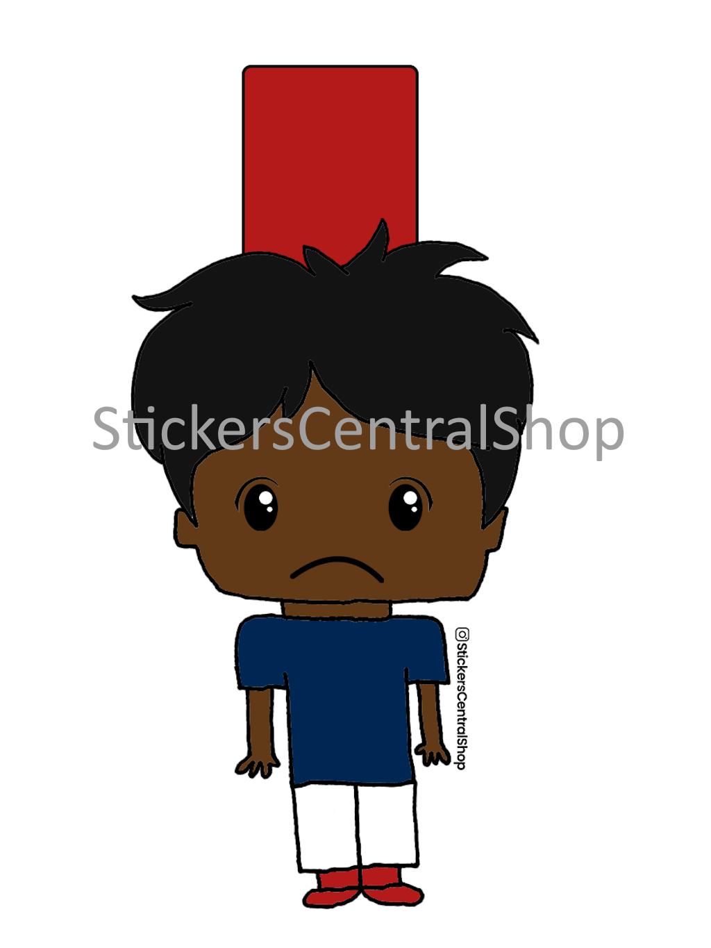 France Red Card Soccer Player Sticker, blue and white