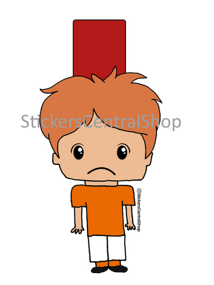 Red Card Soccer Player Sticker, orange and white