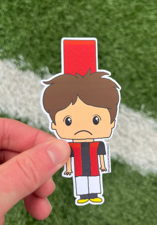 AC Milan Red Card Soccer Player Sticker, red with black