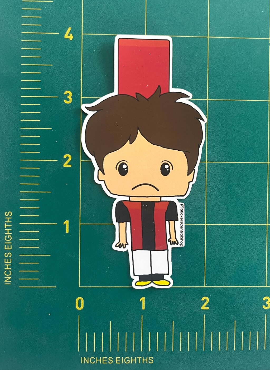 AC Milan Red Card Soccer Player Sticker, red with black