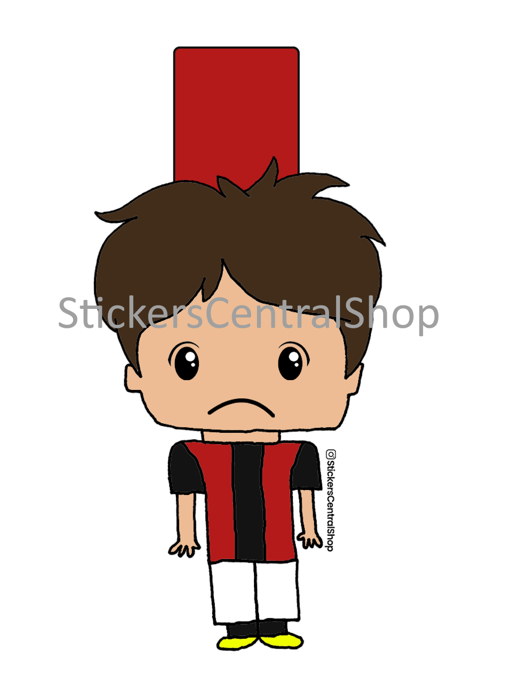 AC Milan Red Card Soccer Player Sticker, red with black