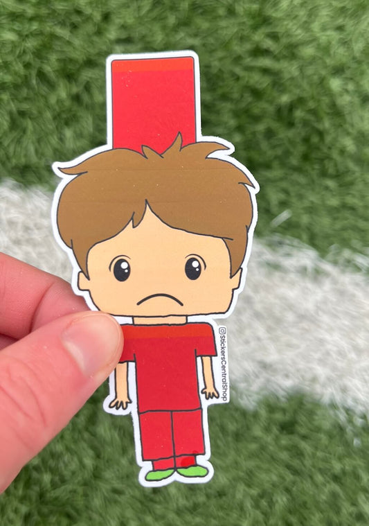 Red Card Soccer Player Sticker, red