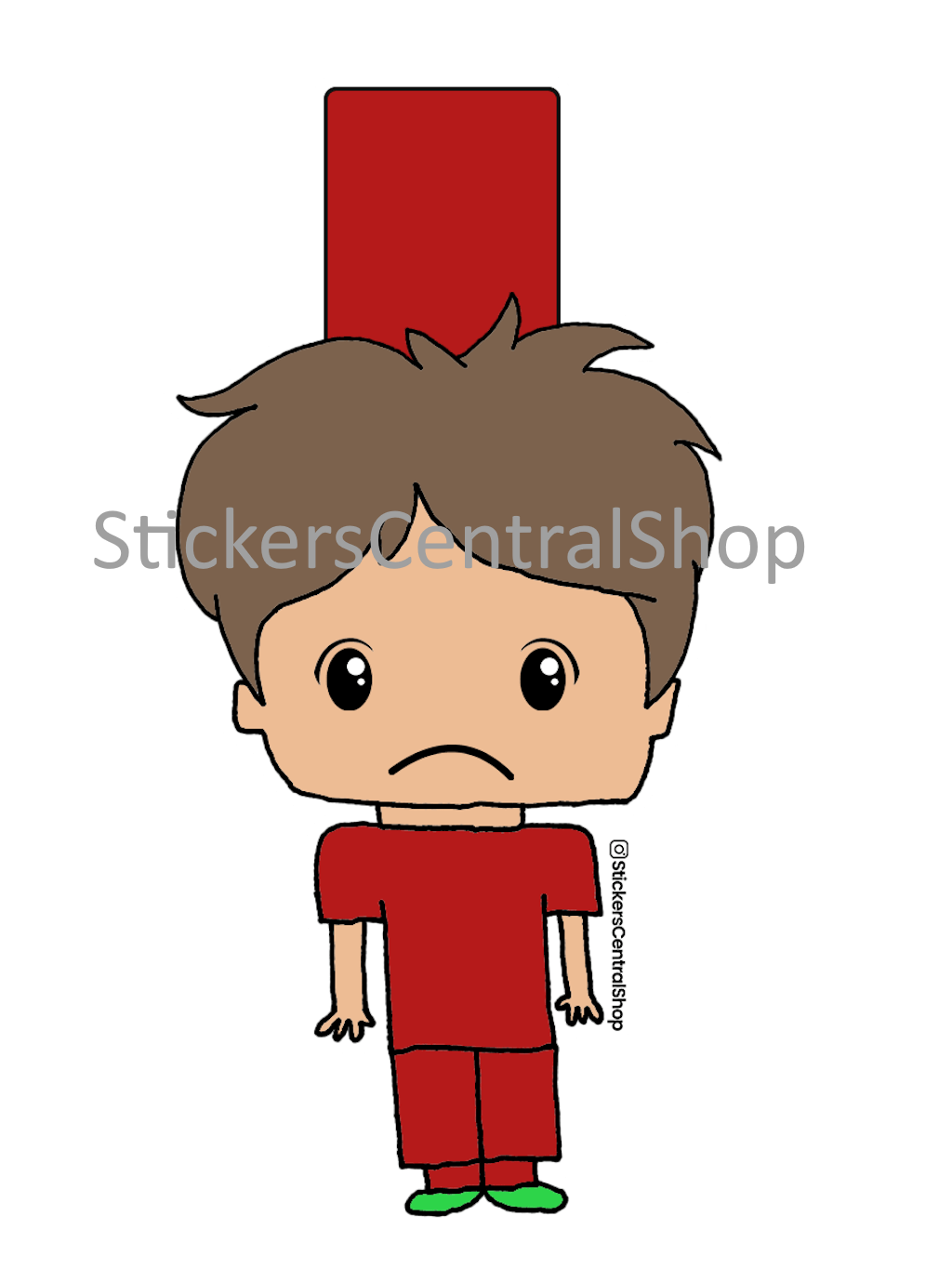 Red Card Soccer Player Sticker, red