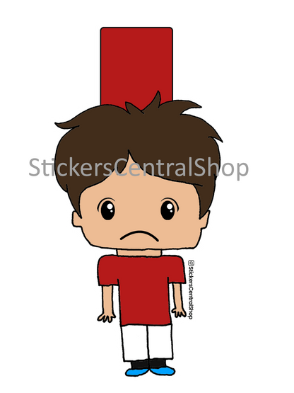 Red Card Soccer Player Sticker, red and white