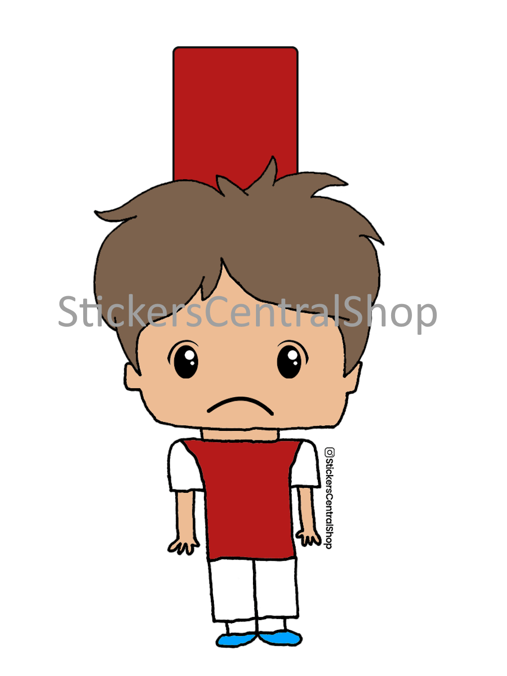 Arsenal Red Card Soccer Player Sticker, red with white