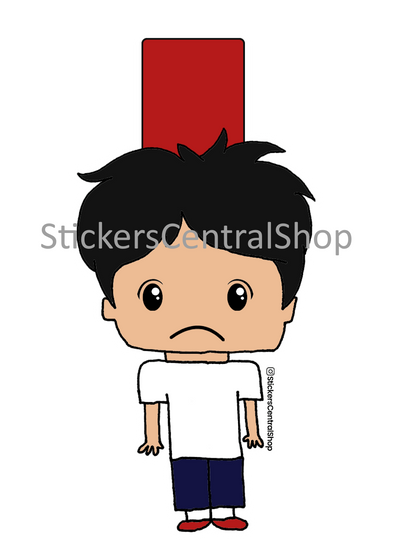 Red Card Soccer Player Sticker, white and blue