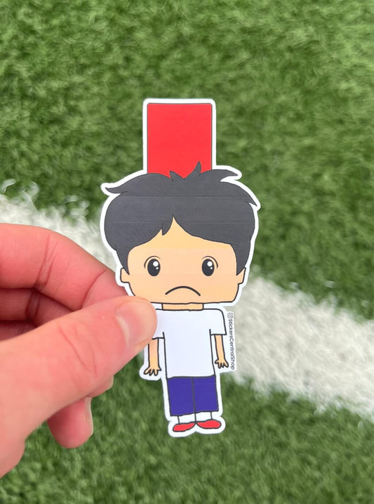 USA Red Card Soccer Player Sticker, white and blue