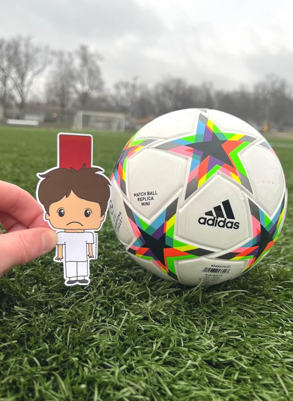 Red Card Soccer Player Sticker, white