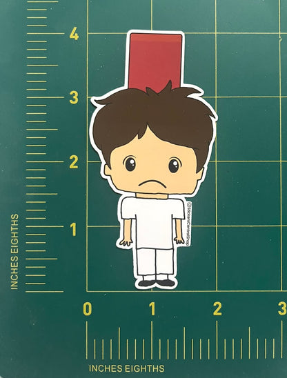 Red Card Soccer Player Sticker, white