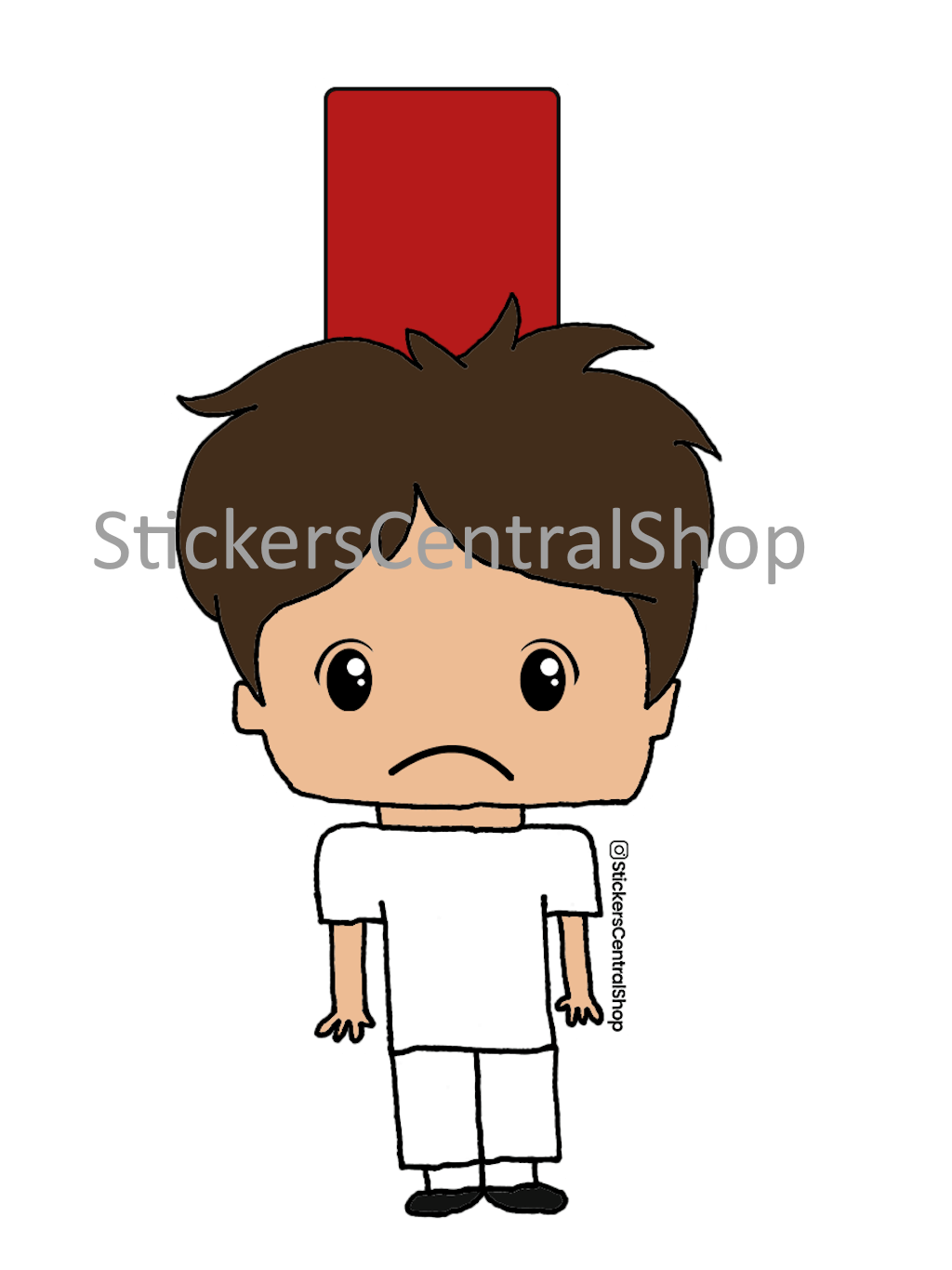 Red Card Soccer Player Sticker, white
