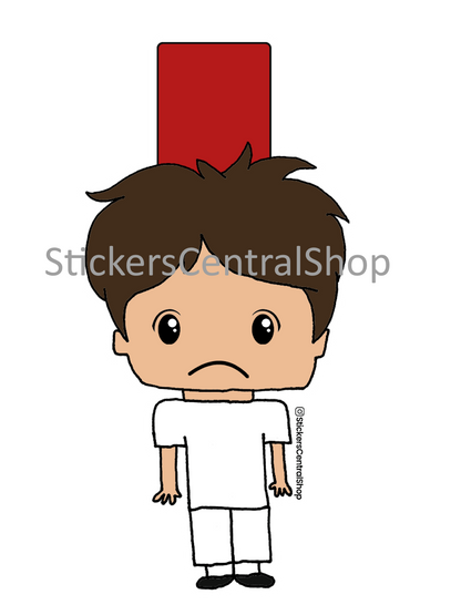 Red Card Soccer Player Sticker, white