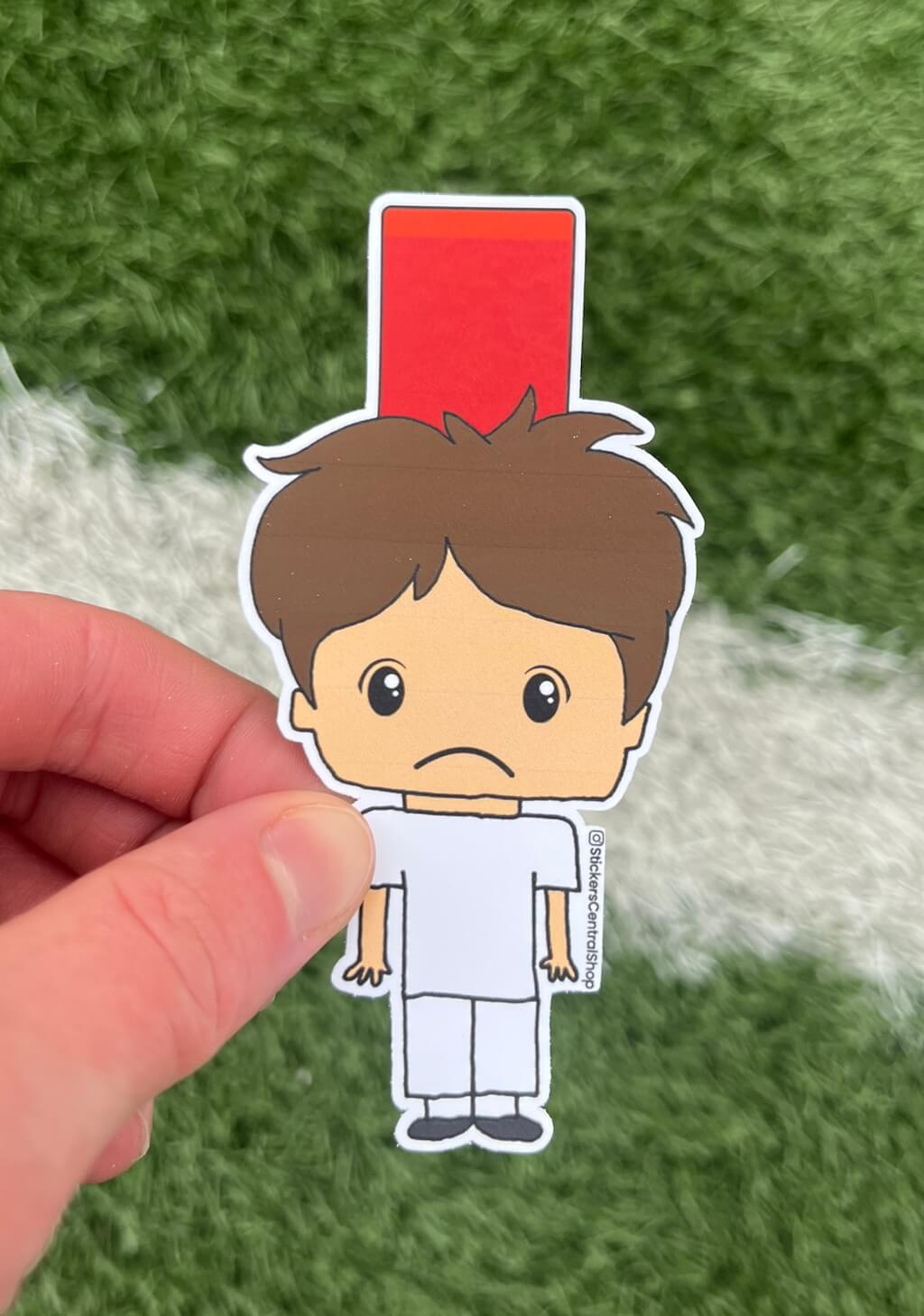 Real Madrid Red Card Soccer Player Sticker, white