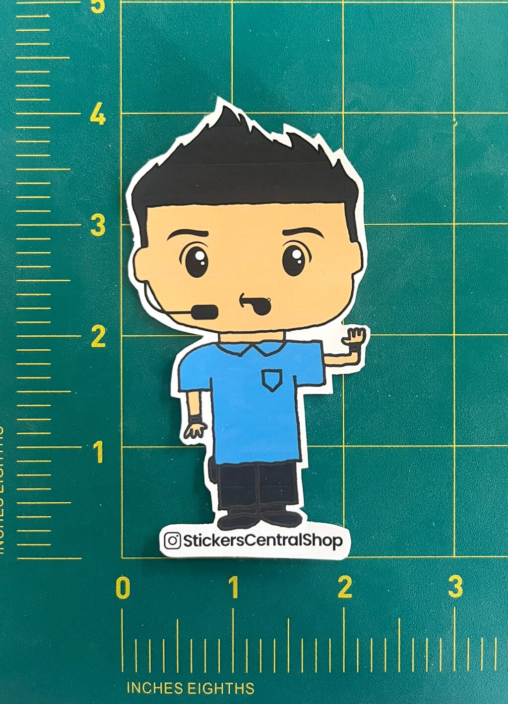 Soccer Referee Whistling Sticker, blue and black