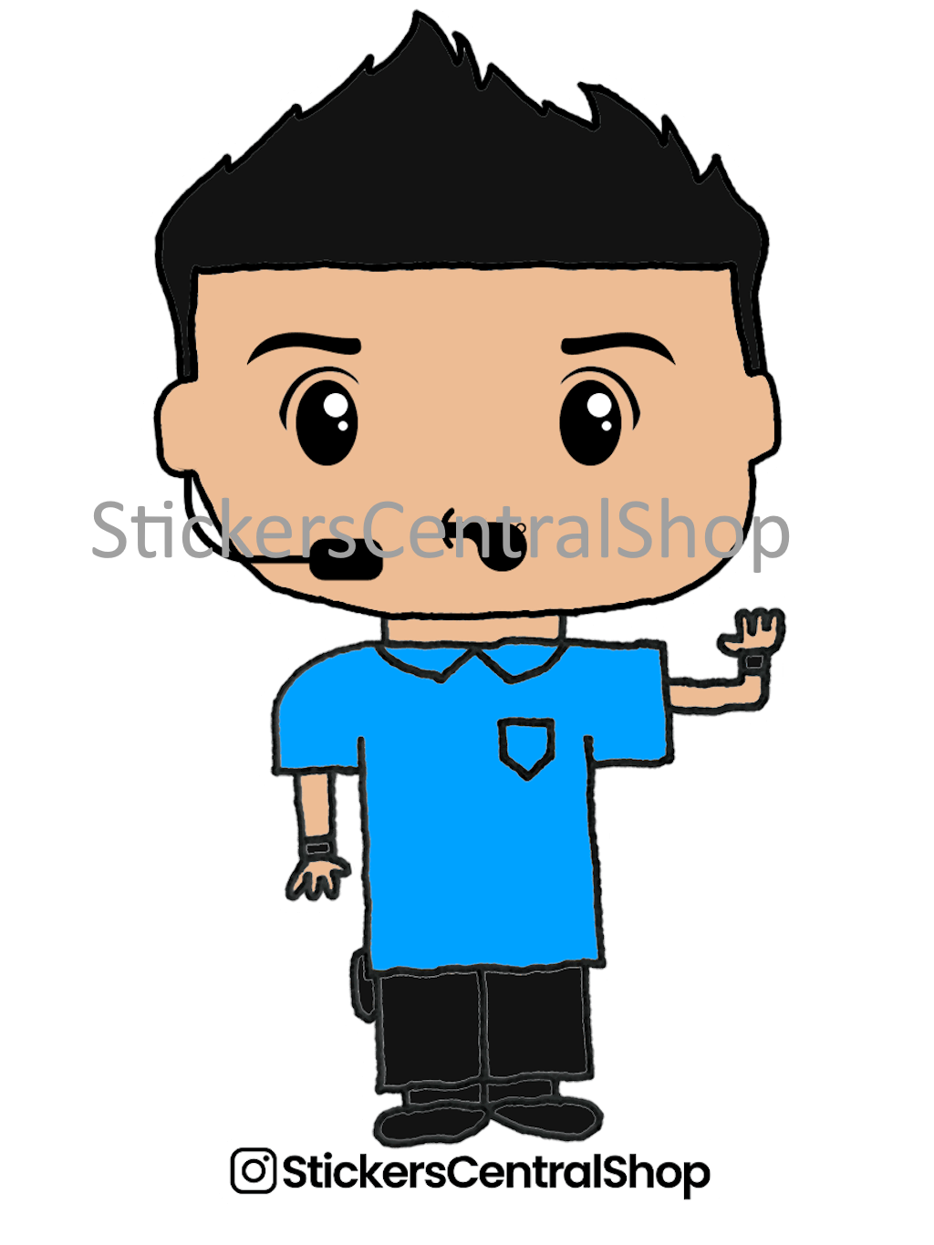 Soccer Referee Whistling Sticker, blue and black