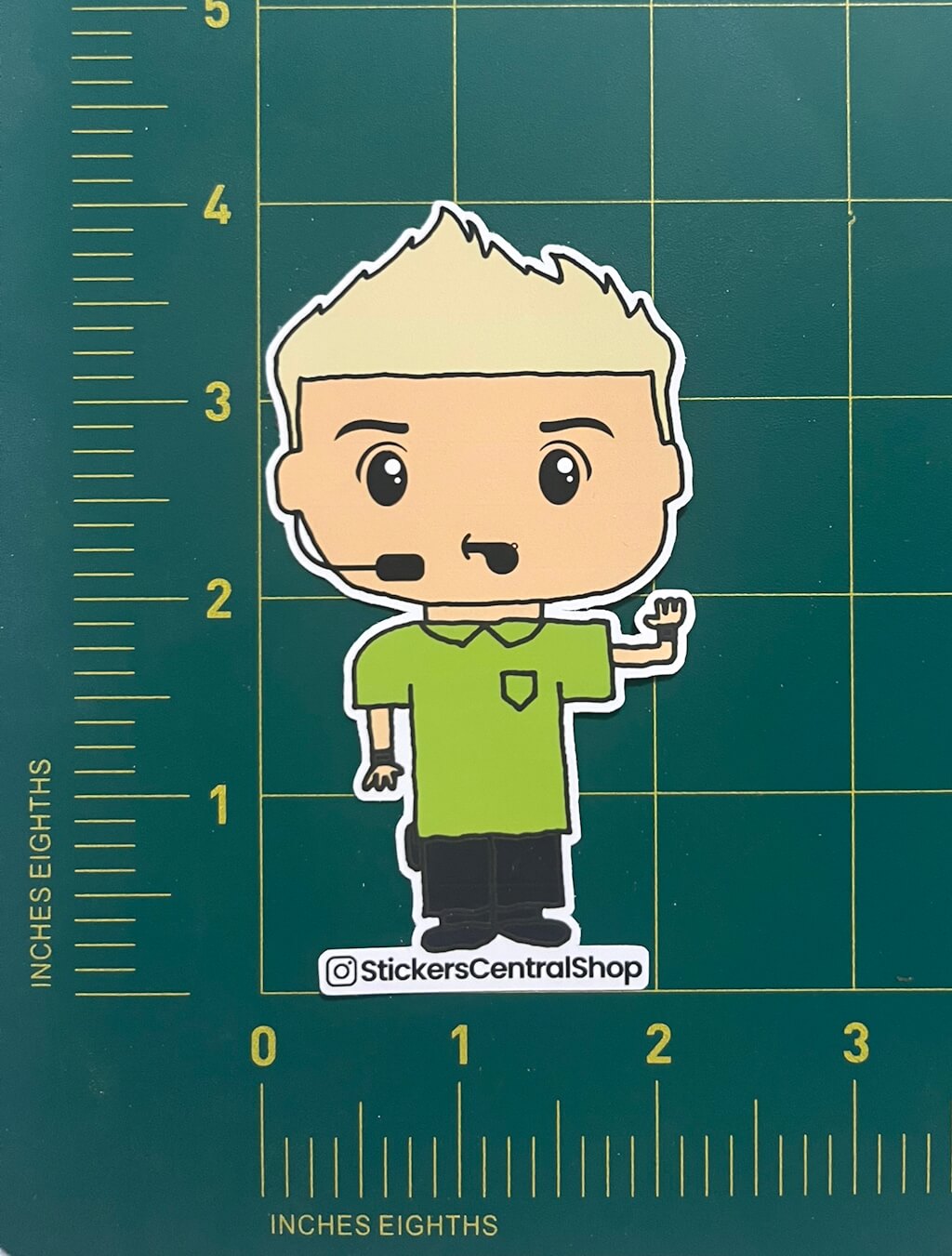 Soccer Referee Whistling Sticker, green and black