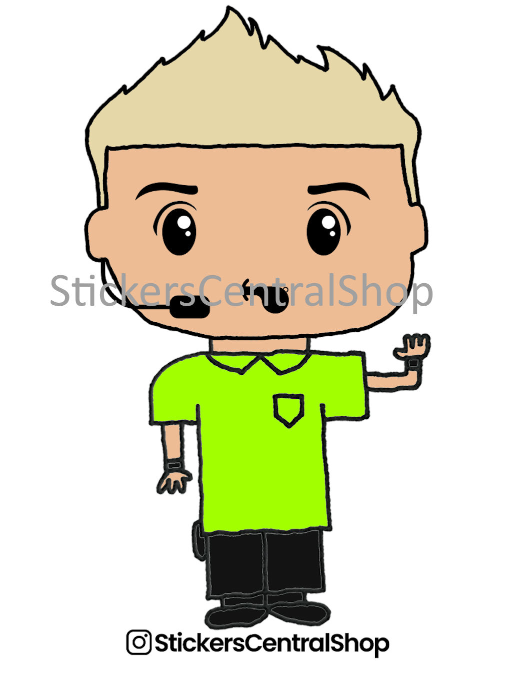 Soccer Referee Whistling Sticker, green and black