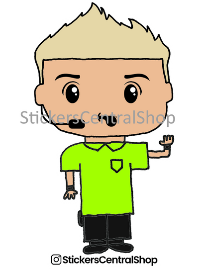 Soccer Referee Whistling Sticker, green and black