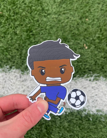 Shooting Soccer Player Sticker, blue