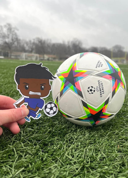 Shooting Soccer Player Sticker, blue