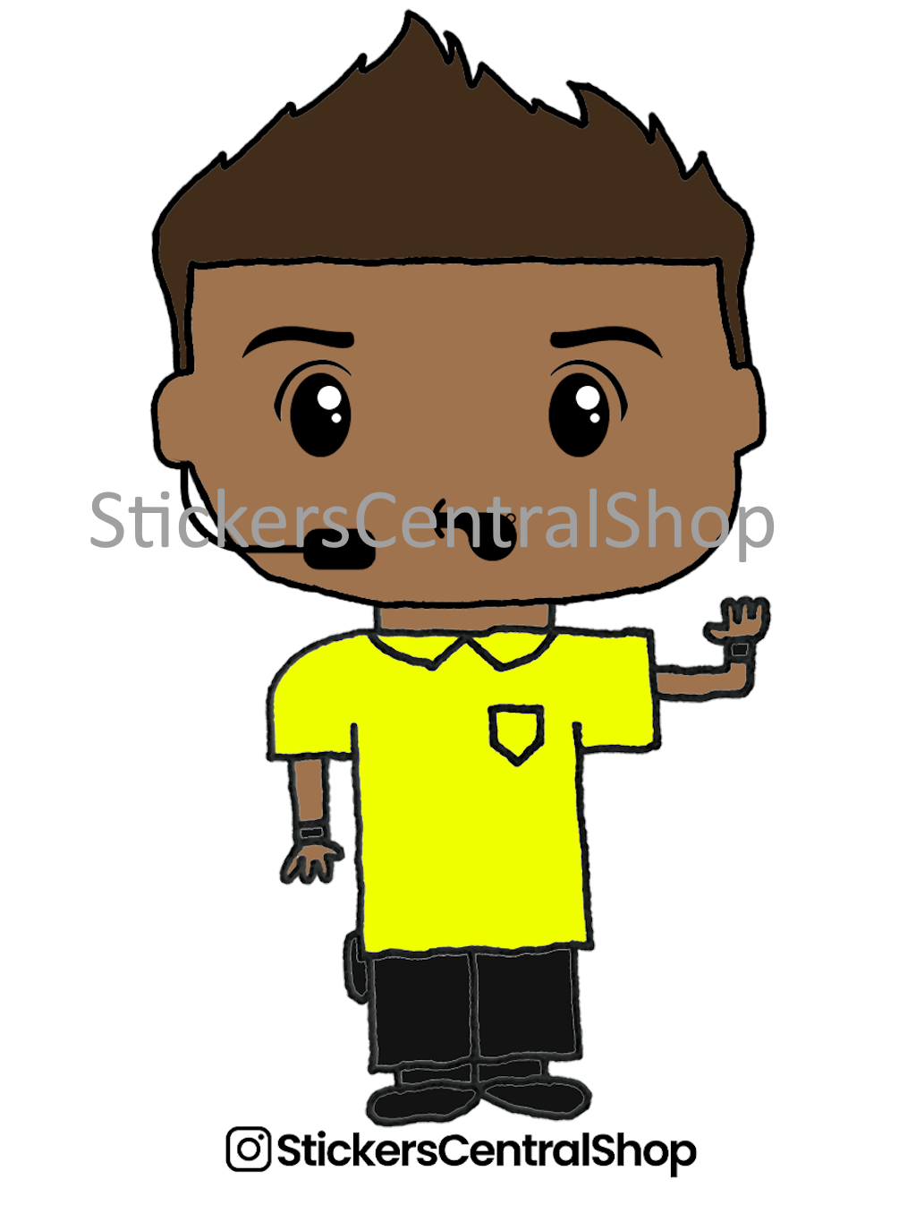 Soccer Referee Whistling Sticker, yellow and black