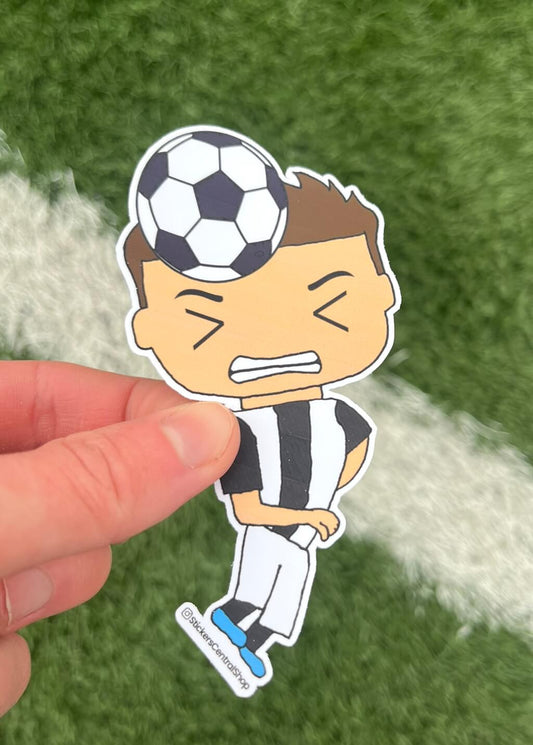 Juventus Header Soccer Player Sticker, black with white