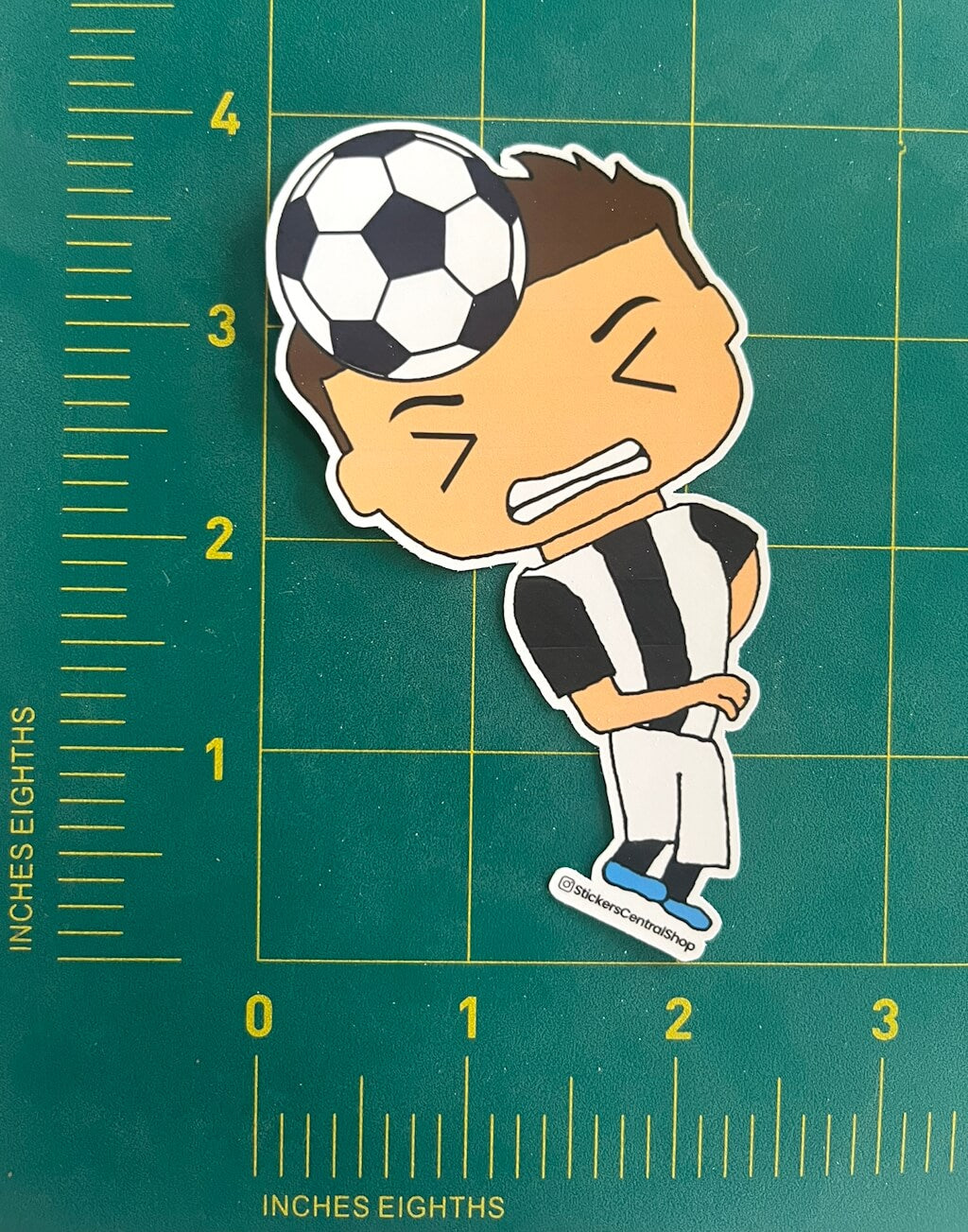 Juventus Header Soccer Player Sticker, black with white