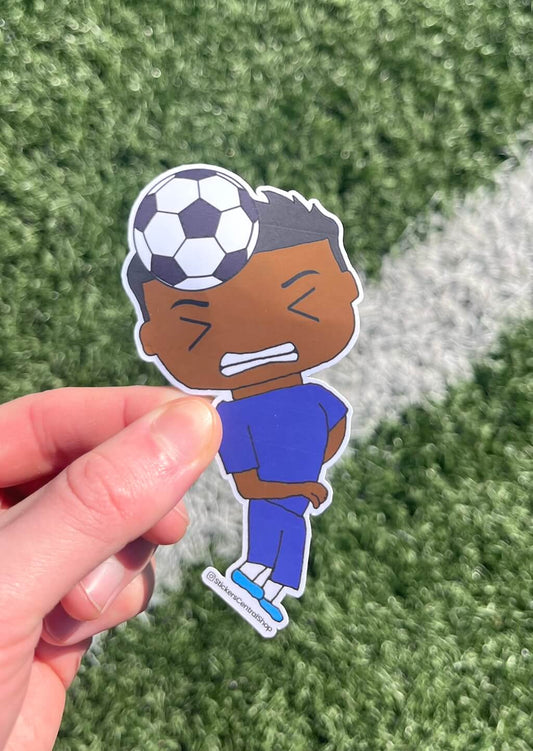 Header Soccer Player Sticker, blue