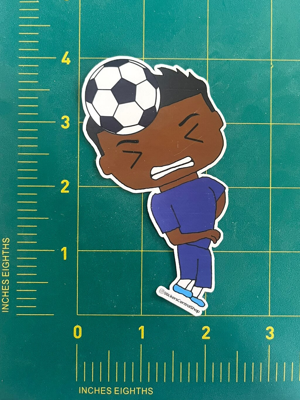 Header Soccer Player Sticker, blue