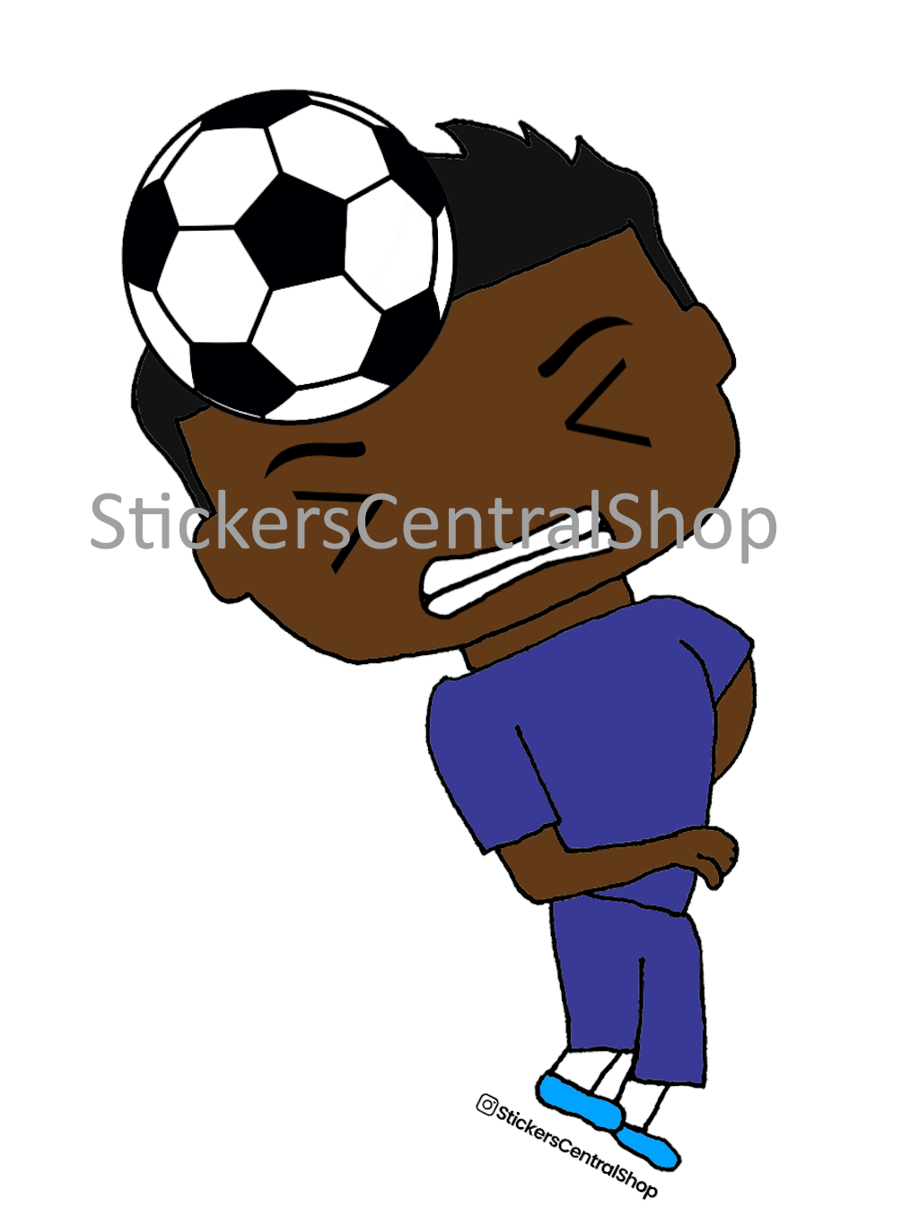 Header Soccer Player Sticker, blue