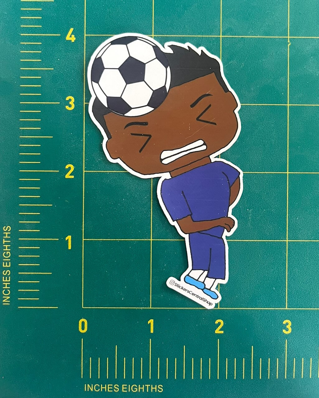 Chelsea Header Soccer Player Sticker, blue