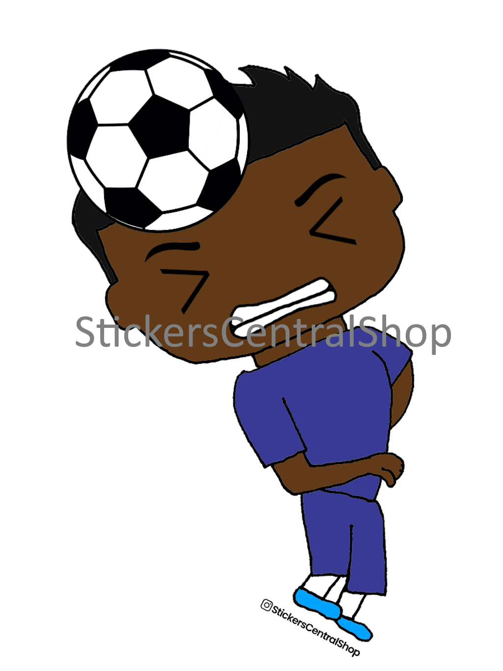 Chelsea Header Soccer Player Sticker, blue