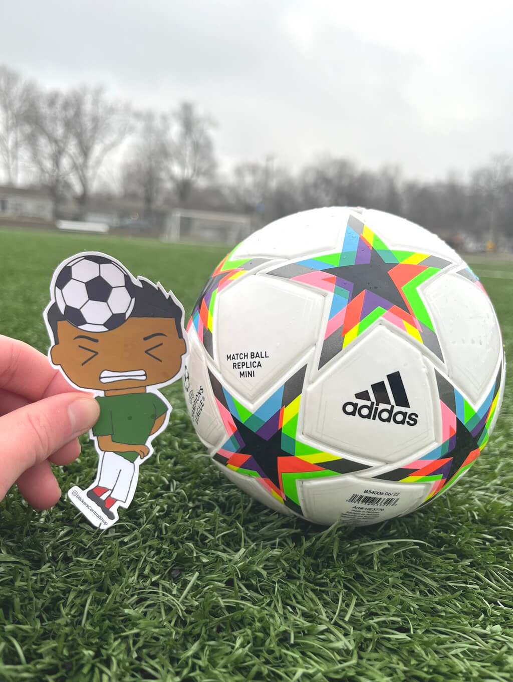 Header Soccer Player Sticker, green and white