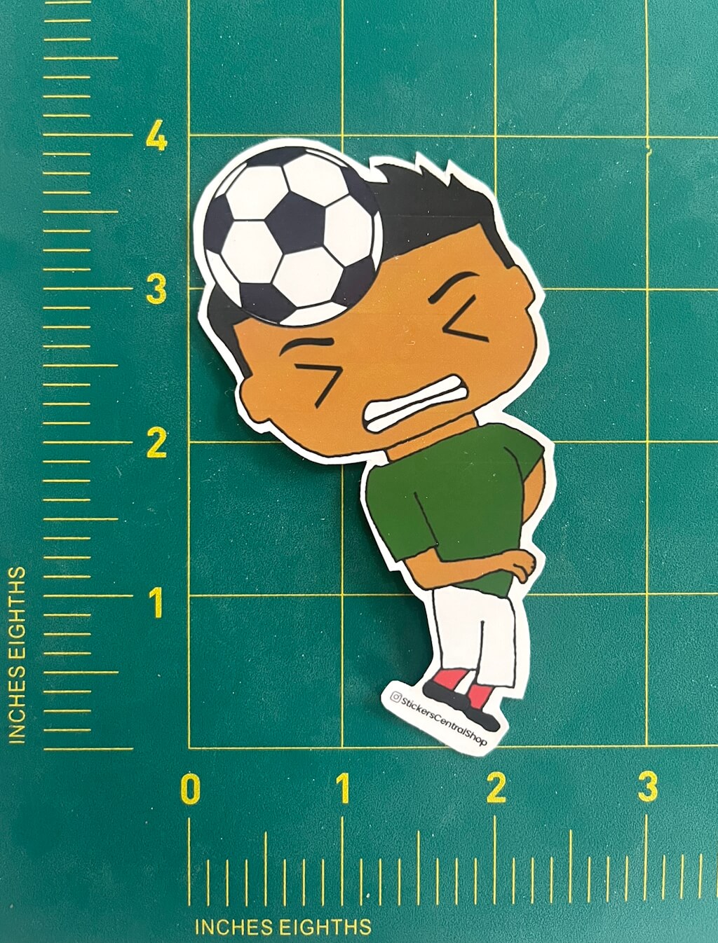 Header Soccer Player Sticker, green and white