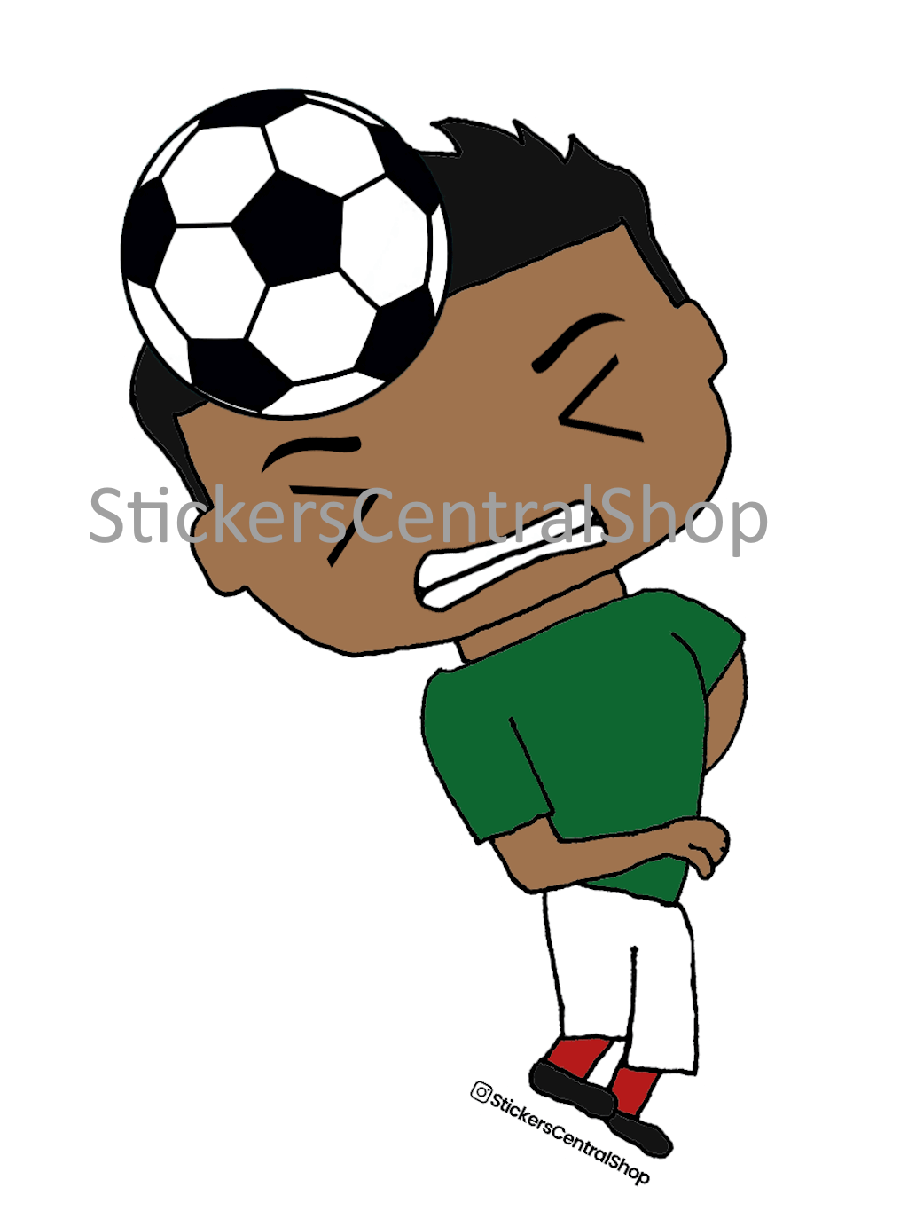 Header Soccer Player Sticker, green and white