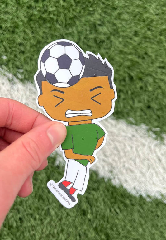 Mexico Header Soccer Player Sticker, green and white