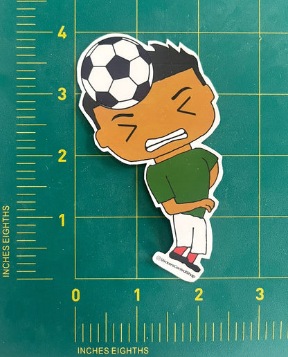 Mexico Header Soccer Player Sticker, green and white
