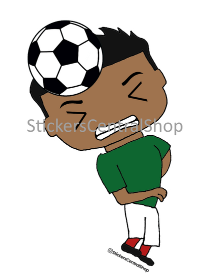 Mexico Header Soccer Player Sticker, green and white