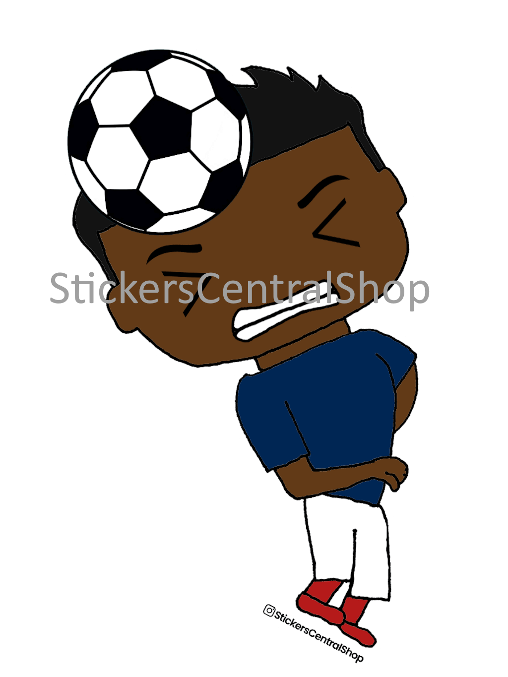 Header Soccer Player Sticker, blue and white