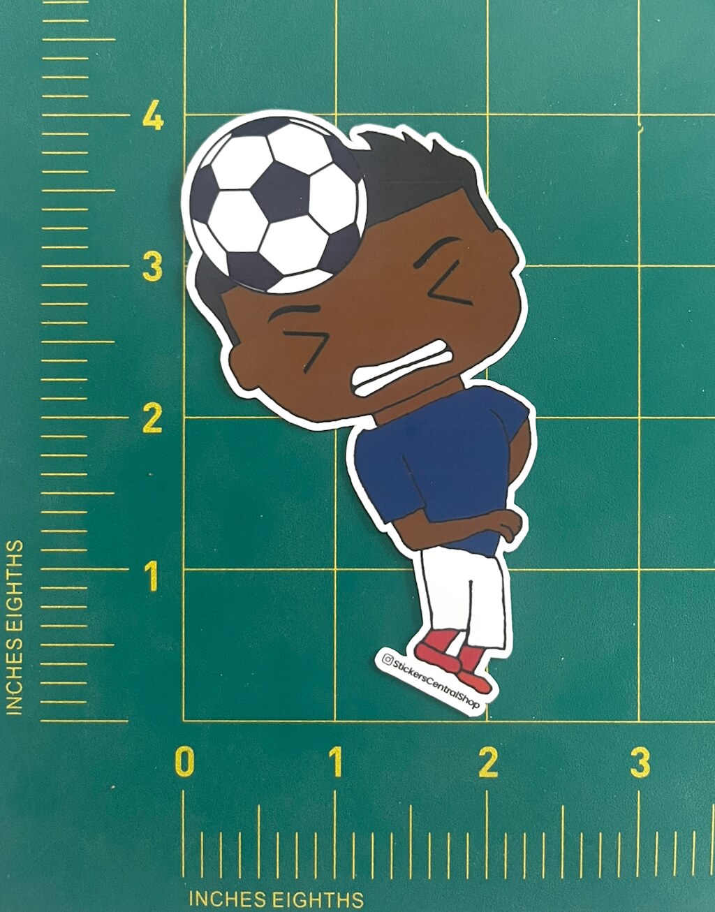 France Header Soccer Player Sticker, blue and white