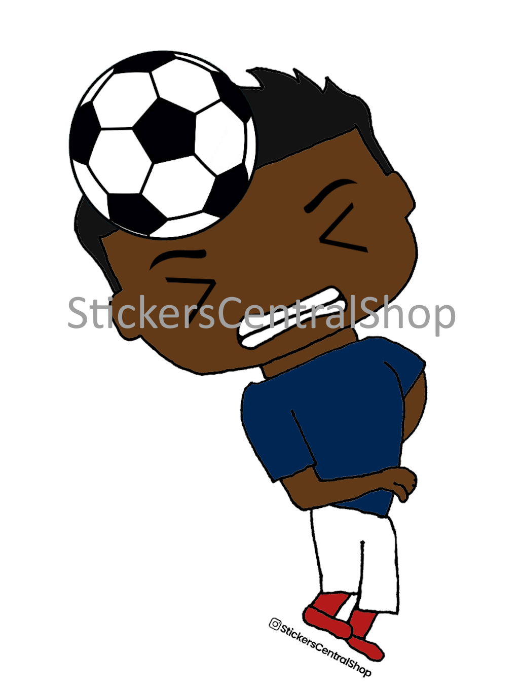 France Header Soccer Player Sticker, blue and white