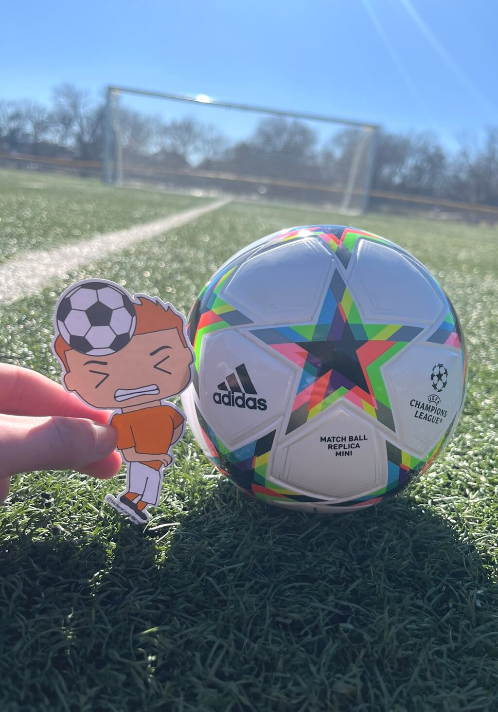 Header Soccer Player Sticker, orange and white