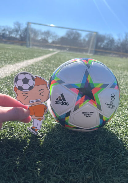 Header Soccer Player Sticker, orange and white