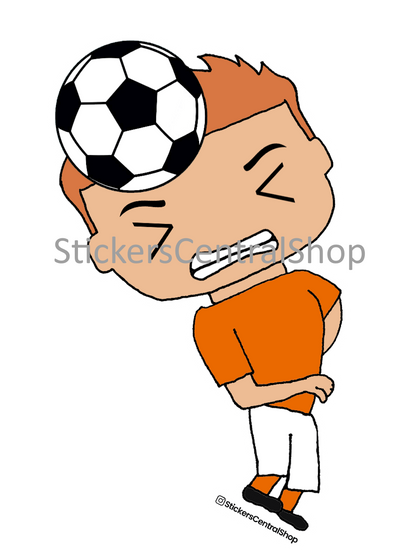 Netherlands Header Soccer Player Sticker, orange and white